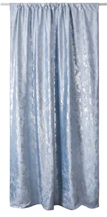 home&you - Vorhang Blomstela, 140x250cm, Gardinen mit Kräuselband, Blickdicht, Verdunkelungsvorhang, Thermovorhang, Schlafzimmer, Wohnzimmer, Kinderzimmer, Dekorativ, Blätter Design - Blau