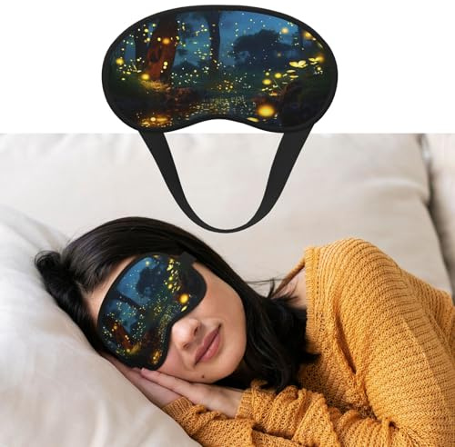 Augenmaske zum Schlafen, atmungsaktiv, lichtblockierend, Schlafmaske, Glühwürmchen, Nacht, Augenbinde, weich, bequem, Nacht-Augenschutz, für Männer und Frauen, Augenabdeckung für Nickerchen zu Hause
