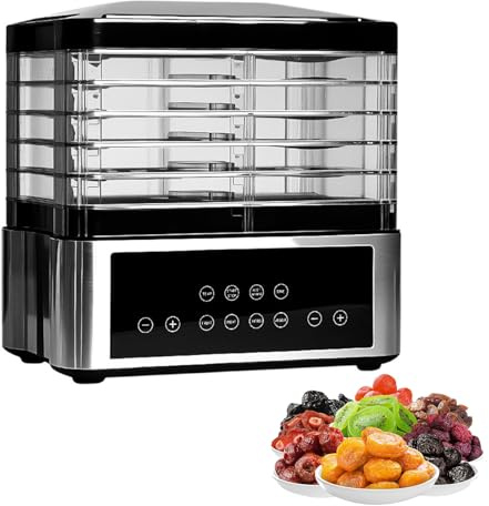 Deshidrator de Alimentos Profesional de 5 Niveles, Deshidratadores Compactos y Pantalla Led con Sincronización Inteligente, Función de Control de Temperatura Libre Para Alimentos y Cecina, Frutas