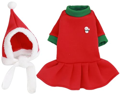 TYXHXTF Haustier Weihnachtskostüm, Katzen Hunde Weihnachten Kleidung Rot Weihnachtsmütze Weihnachts Outfit Geschenk für Klein Hund Katze