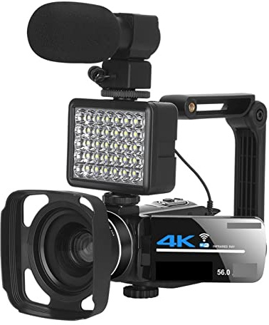 EKOUQIN Videocamera grandangolare 4K Ultra HD Videocamera digitale da 56 MP Streaming Vlog a infrarossi 18X Registrazione Webcam Controllo remoto Film, registrazione, trasmissione(16G SD Card)