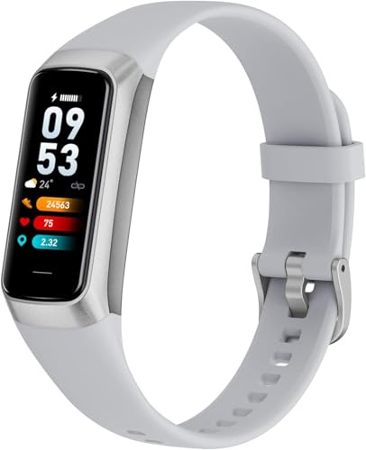 Amethstur Fitness Tracker with 24/7 Heart Rate Blood Oxygen Sleep Monitor,Activity Tracker with 1.1 AMOLED Touch Color Screen, Multiple Sport Modes Step Counter,IP68 Waterproof for Women Men (Gray)