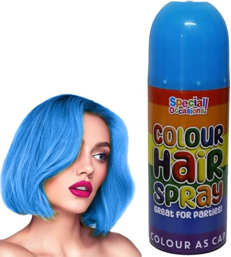 SO Party Colour Hair Spray 200ml | Instant Temporary Hair Colour for Festivals & Fancy Dress | Washable Non-Permanent Hair Paint | Quick Drying Formula for Kids & Adults (Blue - 5941A-B)
