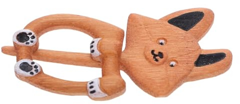 AKOOSY Broche Bois Sculptée Main Forme de Chien Boucle de Revers pour Femme et Fille Épingle à Châle Bois pour Tenues Décontractées et Habillées