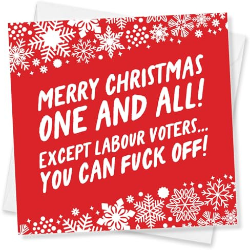 Punkcards Lustige Weihnachtskarten – kräftiges rotes Design mit frecher Botschaft – freche Weihnachtskarte für Freunde, Kollegen oder Freunde, die Lachen lieben, politischen Humor