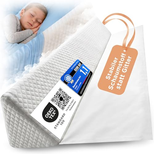 LUNOVA® Rausfallschutz Bett Kinder & Baby - Boxspringbett & Elternbett | Formstabiler Schaumstoff statt aufblasbar · ohne Montage · weiche Bettgitter-Alternative · Fallschutz fürs Kinderbett, 150 cm