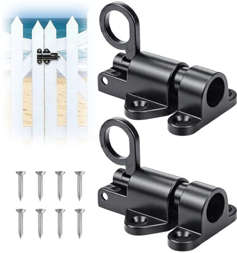 BieMian Lot de 2 verrous de porte automatiques en aluminium moulé sous pression avec vis - Serrure à fermeture automatique pour portes de jardin, coulissantes et intérieures (métal)