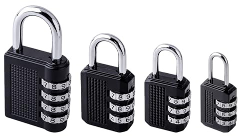 Lucchetto Armadietto con Codice a 4 Cifre, Lucchetto Combinazione Resistente alle Intemperie Palestra Rinforzo del Guscio per Armadietto Scuola garage Borse e Viaggi(4 diverse specifiche) (nero)