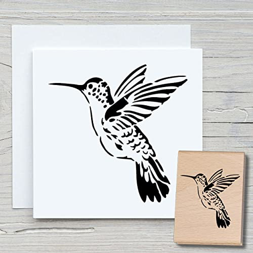 NEWSTAMPS Stempel Kolibri Motivstempel aus Holz & Gummi zum Karten basteln, Holzstempel, Tiere, Tierstempel, Vogel, Scrapbook, Textilstempel, Deko, Kinder