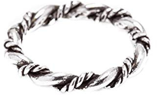 WINDALF Schmaler Handgearbeiteter Bohemia Ring DHARA 3 mm Wikinger Kordel-Ring Silber-Seilring Vintage 925 Sterlingsilber