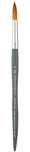 Winsor & Newton 5011112 Professional Aquarellpinsel, Malpinsel für Aquarellfarben mit synthetischen Fasern, ergonomischer Griff, langlebig & formstabil, kurze Stiel - Rundpinsel Nr. 12