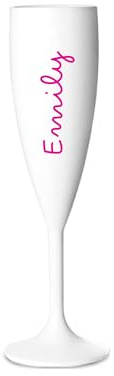 Print Maniacs Personalised Champagne Love Flute Glass TV Any Name Font Colours Wine Cocktail Prosecco Gift (Pink)