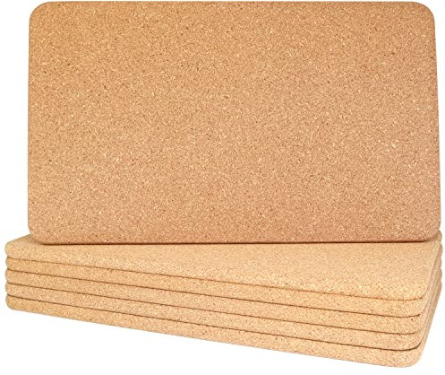 KITLAB Korkuntersetzer, hohe Dichte, feine Partikel, dicke Korkuntersetzer für heiße Gerichte, hitzebeständiger Korkuntersetzer, rechteckige Kork-Tischsets, Kork-heiße Pads für Küche, 6 Stück, 30,5 x