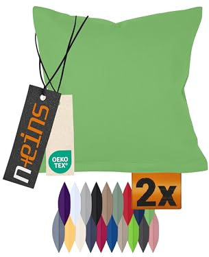 npluseins Doppelpack Baumwoll-Kissenbezüge - Moderne Wohndekoration in schlichtem Design 317.361, 30 x 50 cm, Grün | Öko-Tex Standard 100, hautsympathisch, strapazierfähig, verdeckter Reißverschluss, waschbar bis 60 °C, trocknergeeignet