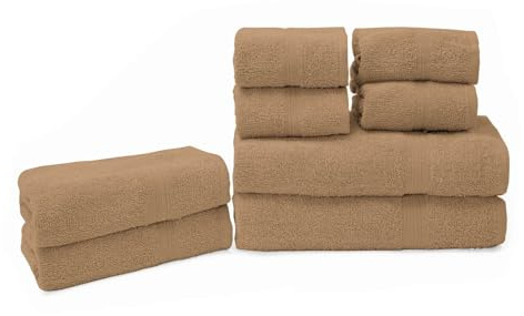 Leonardo Home - Set Asciugamani in Spugna 8PZ - 450 GSM, Composizione Set 4PZ 30x30cm + 2PZ 35x55cm + 2PZ 50x90cm, massimo comfort e morbidezza.