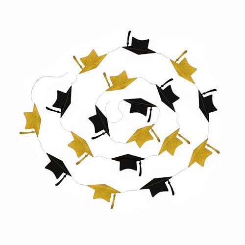 KEPI - Girlande mit Doktorhut Motive, 1 Stück, Länge 4 Meter, Perfekt für die Abschlussfeiern, Banner für Schulabschluss und Abitur, Papier Dekoration, Party Girlanden