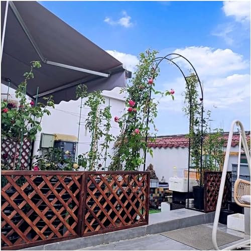 Arche Jardin Aluminium Largeur, Arche À Rosiers Métal, Filet À Plantes Grimpantes, Filet de Treillis, pour Récolte de Concombres, Légume, Vignes, Plantes Grimpantes,Noir,120x220x40CM
