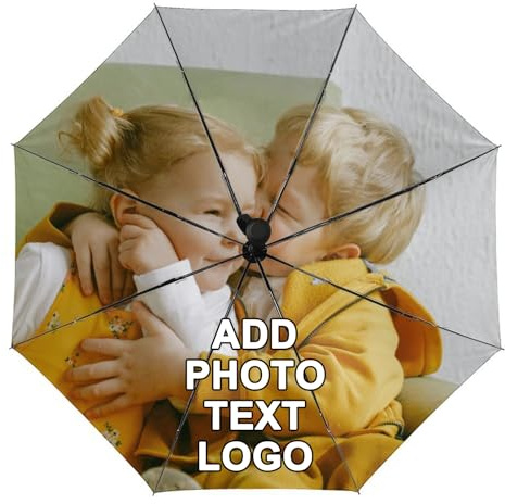 LLLGSH Paraguas Personalizado, Sombrilla Personaliza con Logotipos, Imágenes Personalizadas y Texto Paraguas, Compacto Plegable portátil Autoumbrella, Protección UV, Interior y Exterior Personalizado