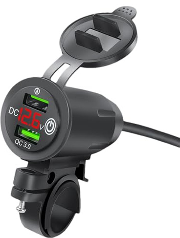Soporte de Manillar para Cargador de teléfono de Motocicleta, Cargador de teléfono de Moto USB - Cargadores de batería para Deportes motorizados Carga rápida - Cargador USB para Coches, Barcos