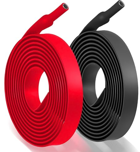 2 stycken 4:1 krympslang, Ø 8 mm och 2 m längd, krympslangar med lim, vattentät och isolering, krympslang metervara för kabelisolering, markering, kabelbuntning, reparationer (svart + röd)