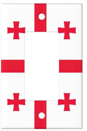Cubiertas de salida con impresión de la bandera de Georgia, 1 placa de pared de tamaño estándar, cubiertas de placas frontales de policarbonato de doble salida