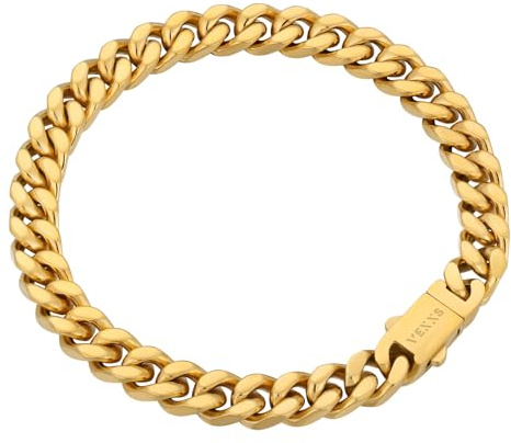 VEXXS Armband Herren 5/7mm,Kubanische Armbänder Aus 18 Karat/Weißgold Vergoldet Edelstahl Armkette Herren, Panzerarmband für Männer,Schmuck Geschenk