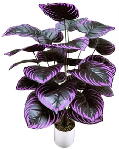 Künstliche Designpflanze schwarz lila 85 cm mit Topf exotische Deko im Monstera und Anthurium Look Kunstpflanze Boho für Zuhause und Büro