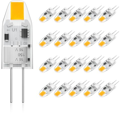 Cxyemt 1W G4 LED Lampen, 12V AC/DC Warmweiß 2700K G4 LED Birnen Glühbirnen, 120LM, Ersatz für 10W Halogenlampen, Kein Flackern Nicht Dimmbar, 20er Pack