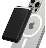 Sinjimoru Magnetic Wallet for Mobile Phone, Premium Vegan Leather Phone Wallet for MagSafe 3 Card Holder Compatible with iPhone 17 Pro Max Air 16 15 14 13 Series M Viica Karbon Schwarz