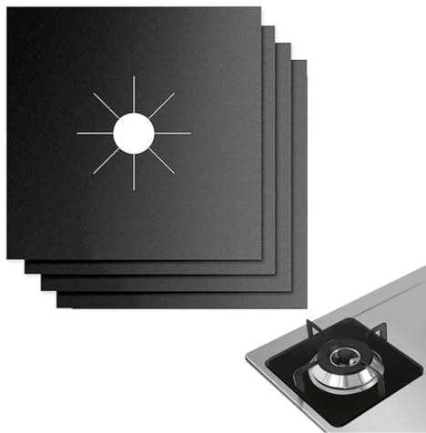 YAZWUR 4 Tapis de Protection réutilisables pour cuisinière, résistants aux Taches, Anti-Graisse, isolants Thermiques, antiadhésifs, lavables en Machine (27 x 27 cm) (Noirs)
