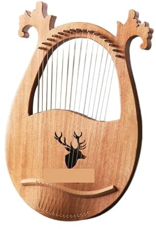 Arpa lira Juego de arpa Lira 16 cuerdas, caoba dura, portátil, con llave for afinar(Burlywood Set)