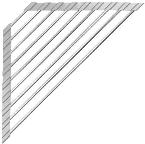 MINGBOLIN Escurridor de Platos Triangular para Fregadero, Acero y Silicona | 41,5 × 23 × 8 cm, bordes de silicona antideslizantes, diseño de esquina, para vajilla, cubiertos, frutas y verduras