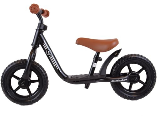 Bandits & Angels Metall-Laufrad Starter schwarz mit Trittbrett ab 2 Jahren – schwarzes Laufrad – Verstellbarer Sattel 29 bis 39 cm – für Jungen und Mädchen – niedriger Einstieg mit Trittbrett
