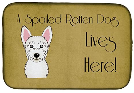 Caroline's Treasures BB1474DDM Westie Spoiled Dog Lives Here - Esterilla de secado Escurridor de Bayetas (14 x 21, multicolor)