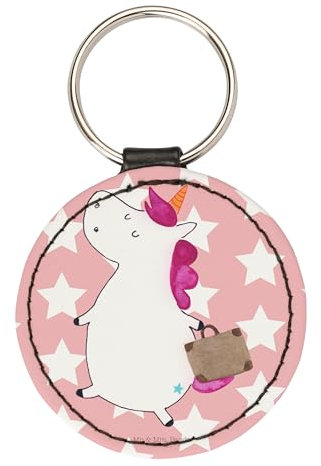 Mr. & Mrs. Panda Rund Schlüsselanhänger Einhorn Koffer - Geschenk, Unicorn, Einhörner, Schutzengel, witzig, Taschenanhänger, Einhorn Deko, albern,