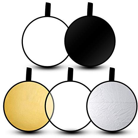 EMART Réflecteur Lumiere Photo 5 en 1, 60 cm Pliable Pannello Riflettente Fotografico avec Sac de Transport, pour Photographie en Studio,Diffuseur,Éclairage Extérieur,Selfies,Photographie de Mariage
