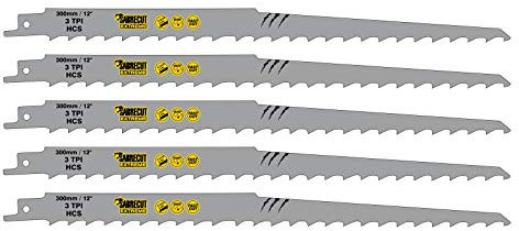 5 x SabreCut SCRS1617K_5 300mm 3 TPI S1617K Very Fast Wood Cutting Reciprocating Sabre Saw Blades