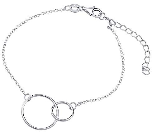 SILVEGO Damen Armband aus 925 Sterling Silber mit Anhänger verbundene Ringe Together Forever