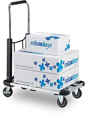 Relaxdays Transportwagen, faltbarer Plattformwagen, ausziehbar & höhenverstellbar, Rollen mit Bremse, bis 100kg, schwarz