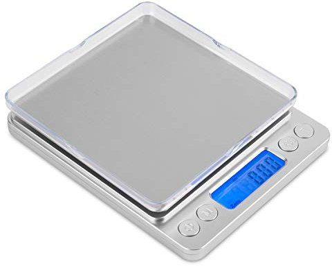 mafiti 3kg/0,1g Küchenwaage Digital, Waage Küche, PCS/Tara-Funktion/LCD Display, Waage Küchenwaage, Kitchen Scale, Silbrig