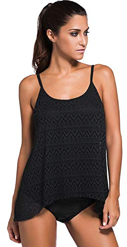 Syrads Tankini da Donna Maglia Taglie Forti Costumi da Bagno 2 Pezzi Bikini Costume da Bagno con Slip