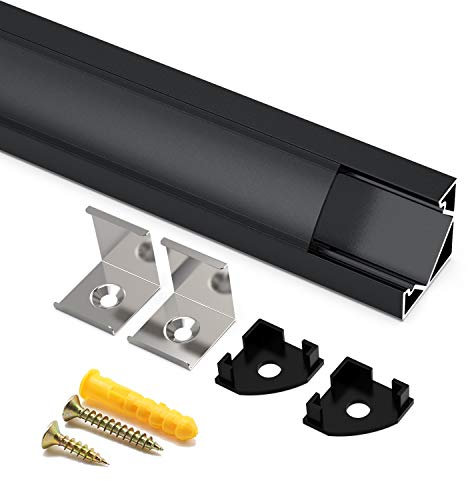 Angdarun LED Profil,LED Aluminium Profil 6x1m V-Form Alu Profile für Led Streifen/Stripes/Stripe/Strip Endkappen (1M-6V-B)