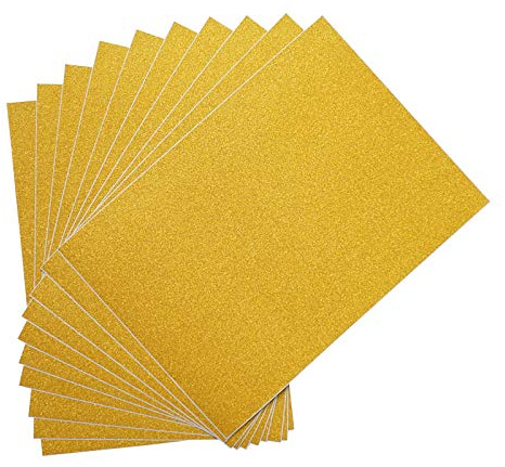 Qililandiy 10 Stück Glitzer Karton Papier Dekorpapier A4 Karte Glitzerpapier Einseitige Bastelpapier zum DIY Basteln Scrapbooking Einladungskarten (Gold)