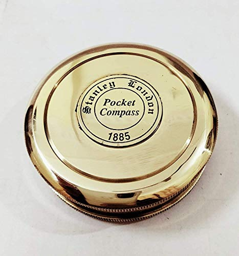 Cadran solaire de poche vintage en laiton - 6,3 cm - Motif : Martine - Doré