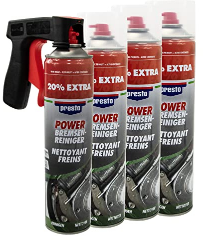 Bremsenreiniger Power Teilereiniger Spray Presto 307287 4 X 600 ml mit Pistolengriff