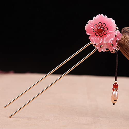 Bastoncini Per Capelli In Metallo Fiore Rosa Decorativo A Forma Di U Forcella Per Capelli Vintage Forcine Per Capelli Con Nappa Perla Accessori Per Capelli Per Donna Capelli Spessi