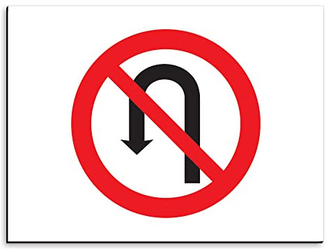 Plaque de signalisation Interdiction de faire demi-tour en aluminium 30x20 cm