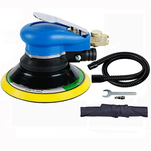 6 inch Air Random Orbital Sander, Vacuum Air Sander for Wood, Composites, Metal, Dual-action Sander,Low Vibration,12,000 RPM (Self-Vacuum)