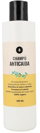 PLANETA HUERTO | Champú Anticaída 250 ml, Fortalecedor con Romero, Sabal y Extractos Vegetales, Detox Cuero Cabelludo - Champú Anticaída 98,8% Ingredientes Naturales, Vegano y Sin Sulfatos