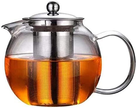 Teekanne Teekanne Gusseisen-Teekanne Klarglas-Teekanne mit losem Blatt und Filter Hitzebeständiges verdicktes Tee-Ei für Party-Konferenz-Restaurants Teezubehör (Size : 1300ml) (Size : 650ml)
